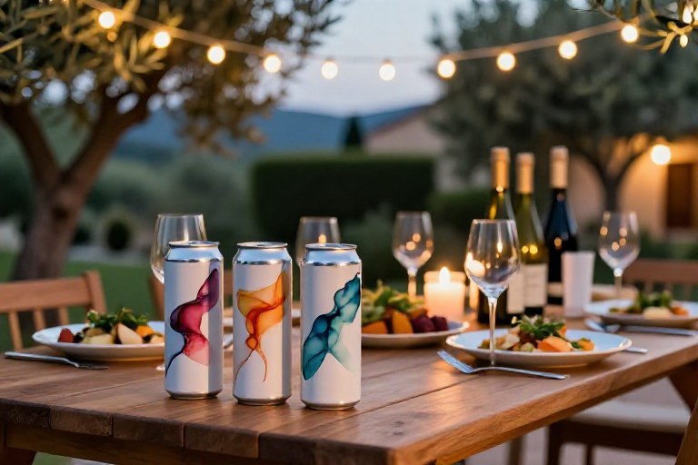 Elegant dinner table set with wine glasses