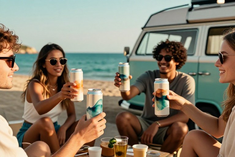 Colorful adventure vehicles parked outdoors in summer