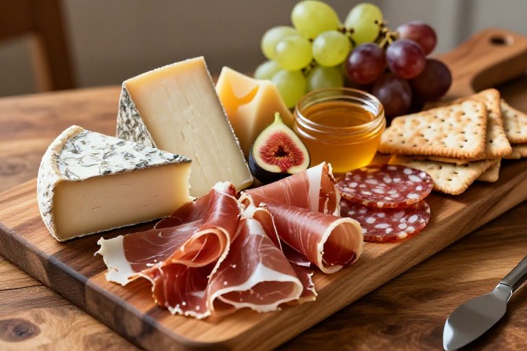 Artisan cheese and charcuterie board