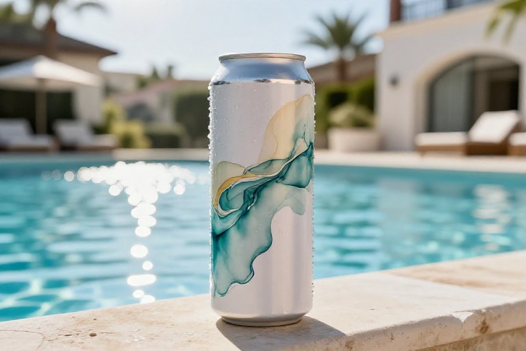 Refreshing drink by the pool on a summer day